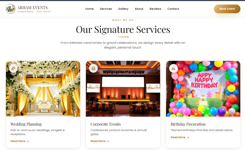 Our Signature Services — Weddings, Corporate & Birthday Decor