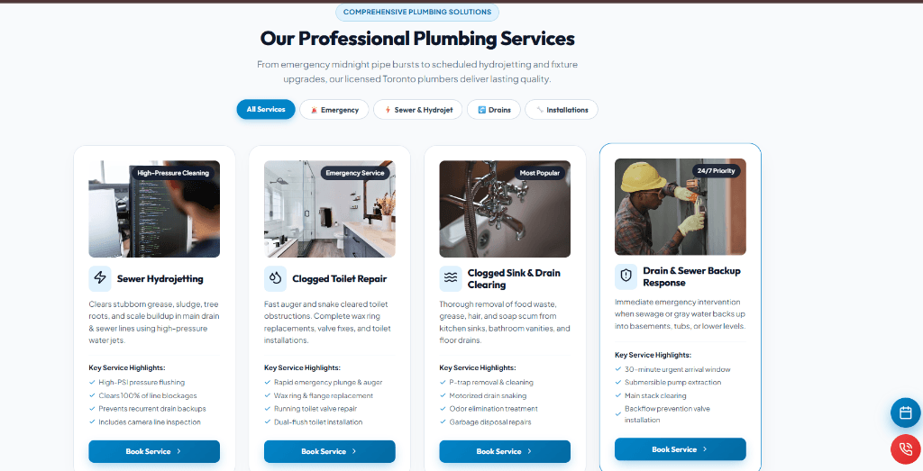 Comprehensive Plumbing Solutions & Service Cards